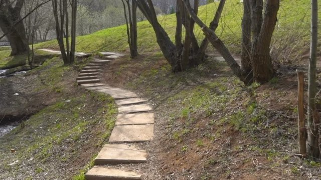 Abandoned empty park in the spring