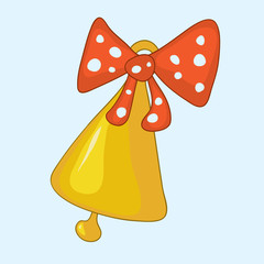 golden bell decorated with a bow. bell for special events