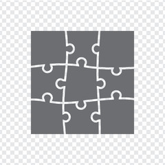 Simple icon puzzles in grey. Simple rectangle icon puzzle of the nine elements on transparent background. Flat design. Vector illustration EPS10. 