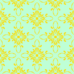 Fototapeta na wymiar Yellow pattern with floral ornament