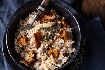 Kaszotto- polish risotto from barley groats with mushrooms