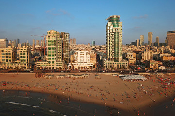 Fototapeta na wymiar Aerial of Tel Aviv waterfront, Israel