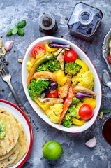 Vegetables baked with chicken