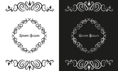 Vintage vector Set. Floral elements for design of monograms, invitations, frames, menus, labels and websites. Graphic elements for design of catalogs and brochures of cafes, boutiques, weddings