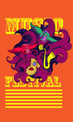 music festival doodle illustration vector