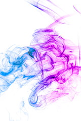 Colored smoke on white background