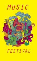 music festival doodle art illustration