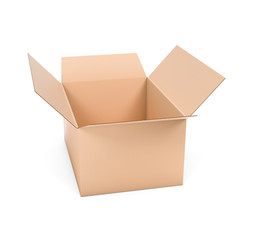 Open brown box mock up. 3d rendering illustration isolated