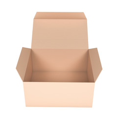 Box. Flat open paper carton. 3d rendering illustration isolated