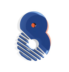 Number 8. Modern Trendy Minimal Style Font. Brand Identity Concept. 3d rendering isolated on white background.