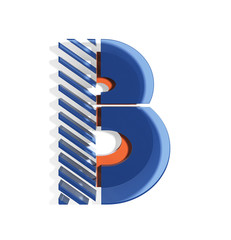Letter b. Modern Trendy Minimal Style Font. Brand Identity Concept. 3d rendering isolated on white background.