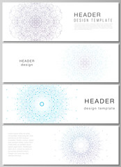 The minimalistic vector illustration of the editable layout of headers, banner design templates. Big Data Visualization, geometric communication background with connected lines and dots.