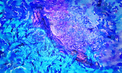 Abstract impressionism background painting in Vincent Van Gogh style. Interior wall art decor print. Colorful creative texture with watercolor splashes and oil elements. Digital contemporary design.