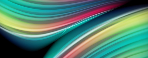 Flowing liquid colors - modern colorful flow poster. Wave liquid shapes. Art design for your design project