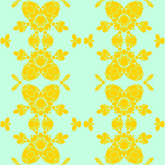 Yellow floral flat beauty pattern
