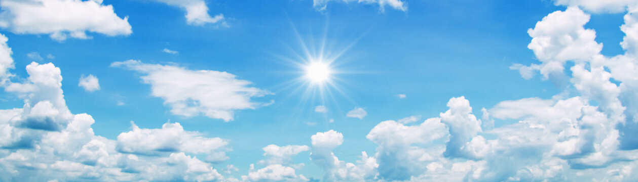 beaultiful blue sky with cloud and sun