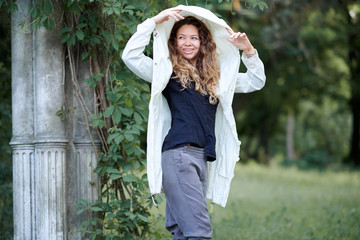 fashionable girl posing outdoor