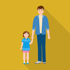 Vector design of father and daughter  icon. Collection of father and dad stock vector illustration.
