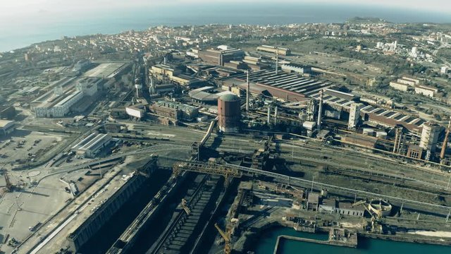 Aerial view of port and city of Piombino, Italy