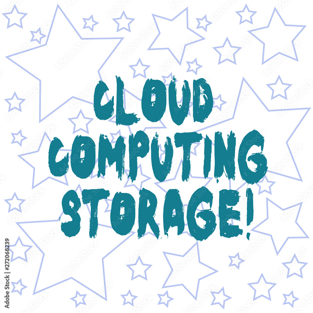 Poster text sign showing cloud computing storage. conceptual photo digital data is stored in logical pools 