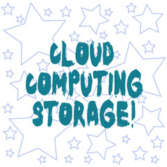 Text sign showing Cloud Computing Storage. Conceptual photo digital data is stored in logical pools or internet Outlines of Different Size Star Shape in Random Seamless Repeat Pattern