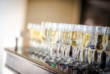 A cocktail party with champagne glasses 