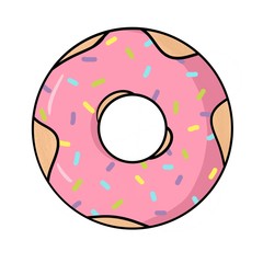  illustration of a donut with pink icing