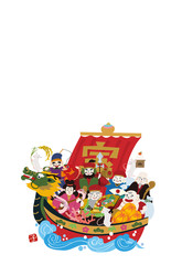 2020年　年賀状　宝船　子年　イラスト　年賀2020　