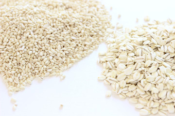 胚芽押し麦と米粒麦