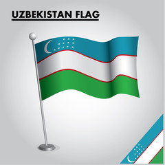 National flag of UZBEKISTAN on a pole