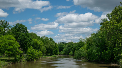 Image Of Landscape River In Summer Horizon, Shot At Pathfinder Parkway, City Of Bartlesville