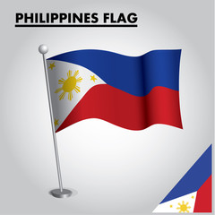 National flag of PHILIPPINES on a pole