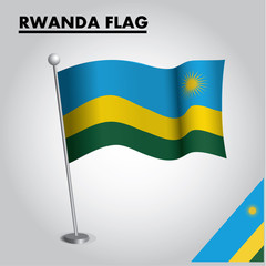 National flag of RWANDA on a pole