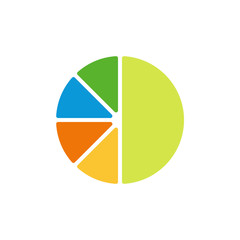 Fototapeta premium Chart pie, diagram flat icon, vector sign, Financial Pie chart colorful pictogram isolated on white. Symbol, logo illustration. Flat style design