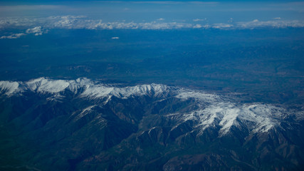Fototapeta premium Image Of Aerial View Alps Mountains Horizon, Shot From Plane