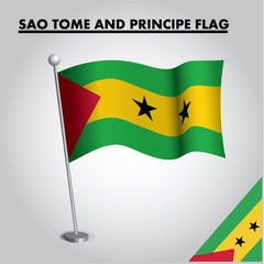 National flag of SAO TOME AND PRINCIPE on a pole