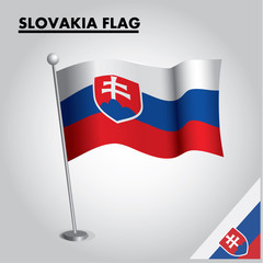 National flag of SLOVAKIA on a pole