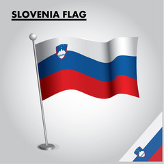 National flag of SLOVENIA on a pole