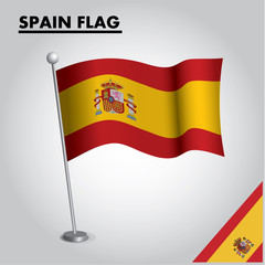 National flag of SPAIN on a pole