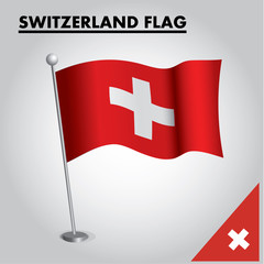 National flag of SWITZERLAND on a pole