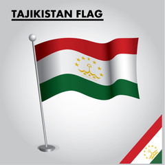 National flag of TAJIKISTAN on a pole