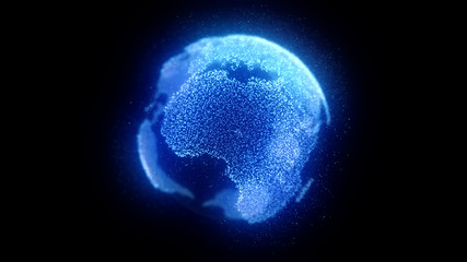 Naklejka na ściany i meble Planet Earth 3d render, futuristic hologram technology concept