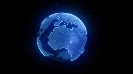 Planet Earth 3d render, futuristic hologram technology concept