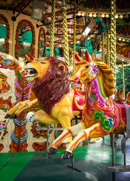 Rare lion seat on summer merry-go-around fair
