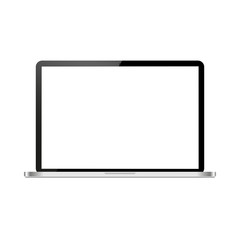 Laptop with white screen Isolated on White Background 