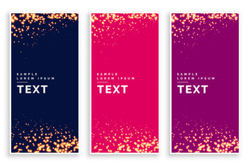 abstract particle sparkles banners set