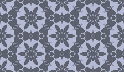 Grey monochrome floral abstract geometric pattern