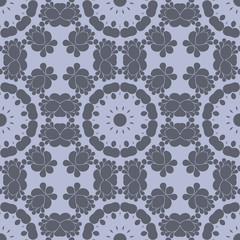 Grey monochrome floral abstract geometric pattern