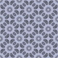 Grey monochrome floral abstract geometric pattern