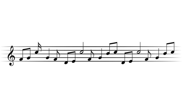 Pentagrama musical con notas sobre fondo blanco.